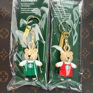 Starbucks Bear Keychains in Green and Red